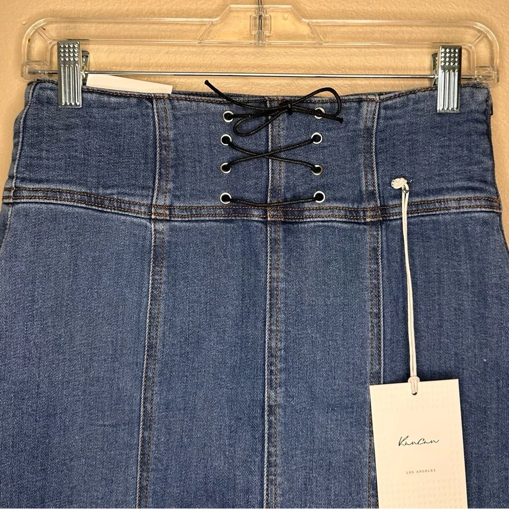 NWT KanCan Blue Tie Front Denim Skirt Size Small - Picture 2 of 7